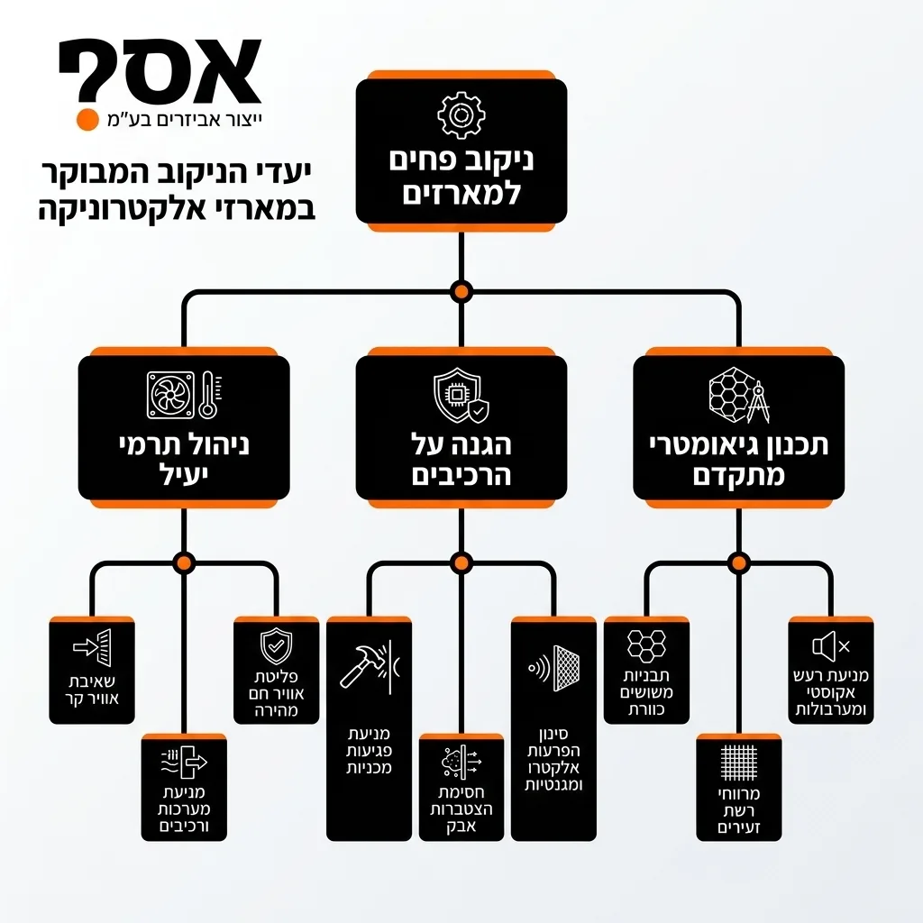 אינפוגרפיקה — יעדי הניקוב המבוקר במארזי אלקטרוניקה: ניקוב פחים למארזים