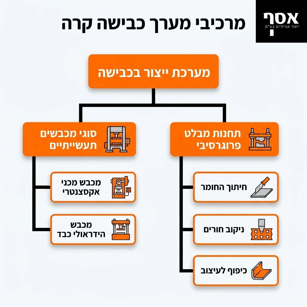 אינפוגרפיקה — מרכיבי מערך כבישה קרה: מערכת ייצור בכבישה
